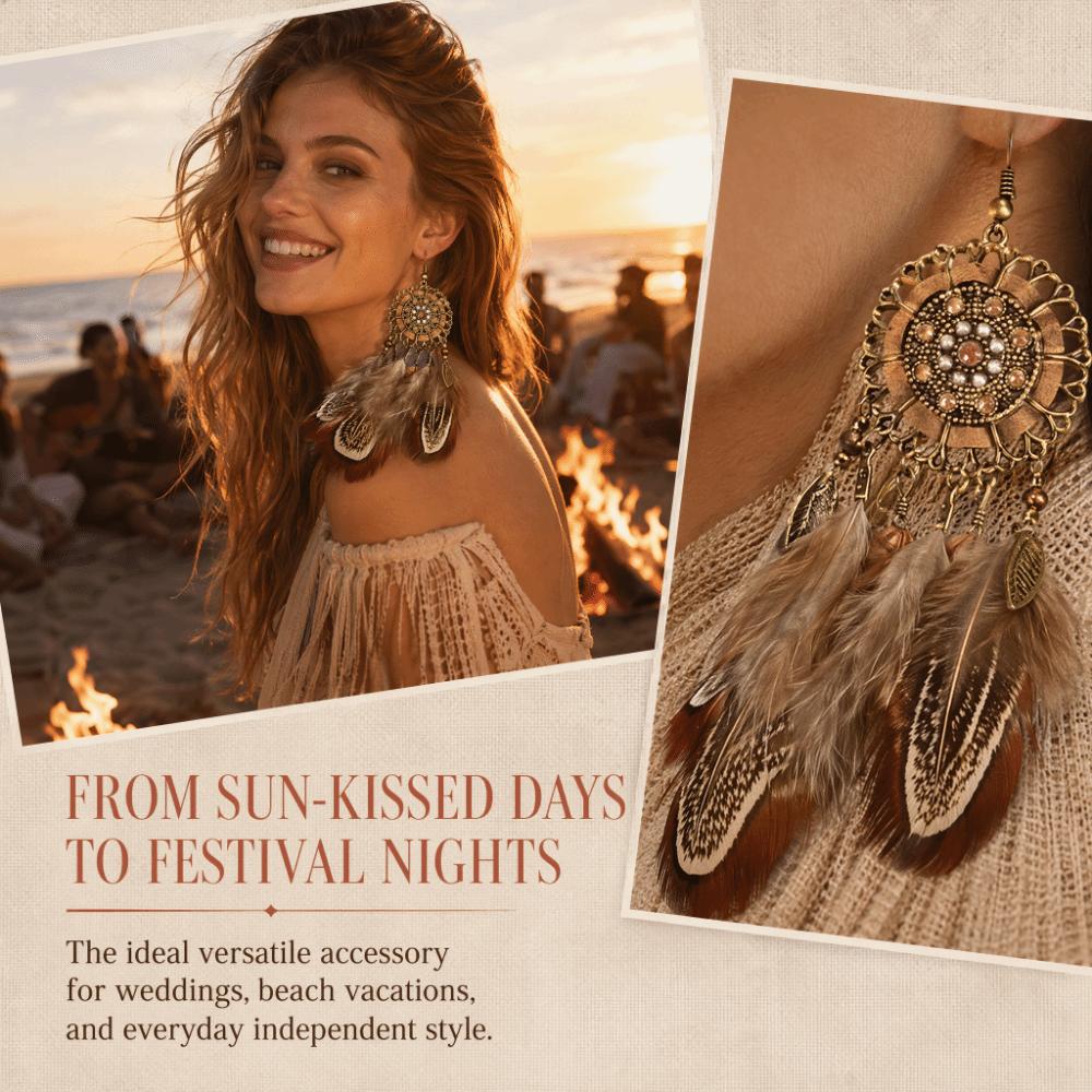 Ethnic Long Tassel Earrings Bohemian Dangle Women's Earrings Feather Dangle Earrings Daily Wear