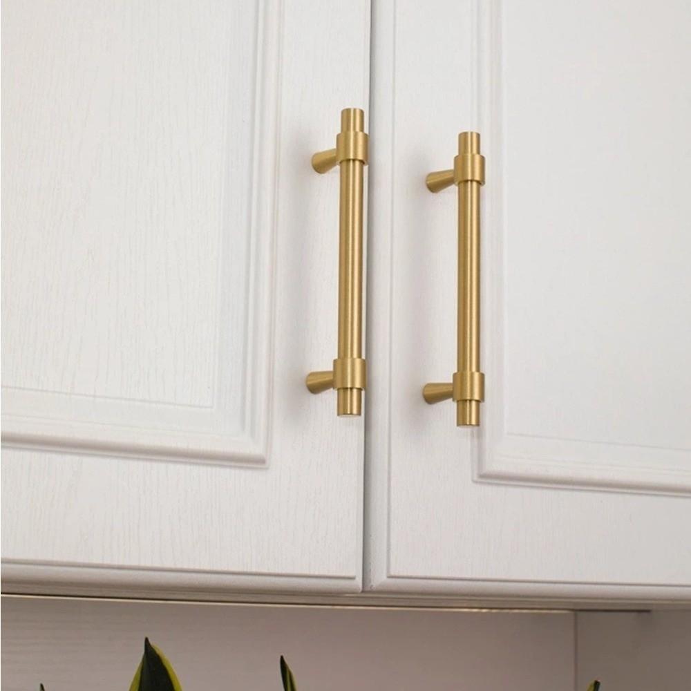 Satin Brass Drawer Pulls T Shape Furniture Handles Modern Pull Handles Kitchen Cabinet Wardrobe