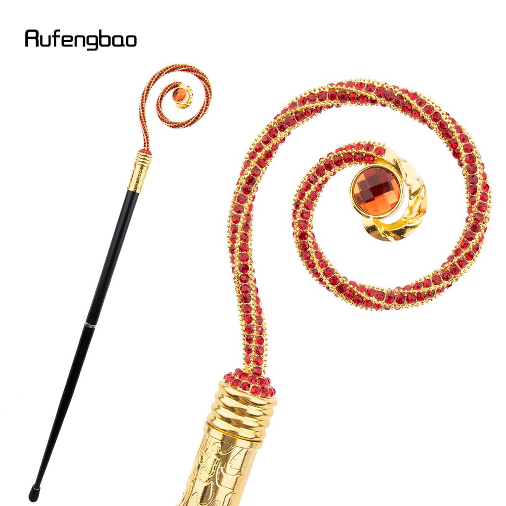 Golden Red Hanger Red Diamond Fashion Stick Decorative Cane Elegant Fashion Cane Cosplay Alloy Crosier Vintage Stick 90cm