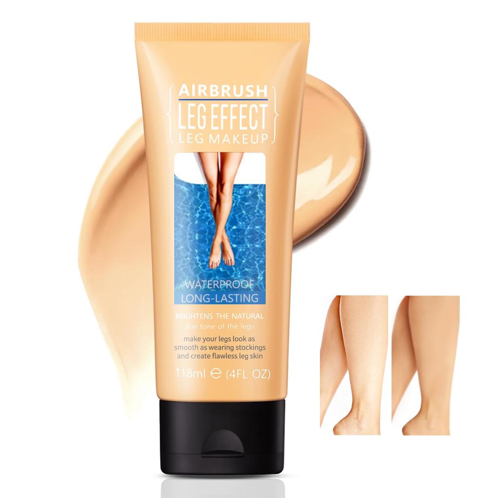 Boobeen Leg Body Makeup Waterproof Leg Illuminator Highlighter Evens Out Skin 4 Oz & Foundation, Cover-Up Makeup, Glow, Tone,
