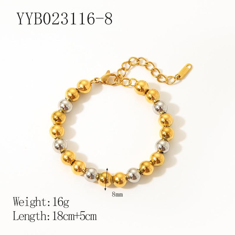 INS Fashion 18K Gold-Plated Stainless Steel Beaded Necklace, No-Fade, High-Grade Titanium Steel Jewelry.