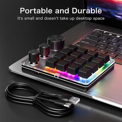 Custom Keyboard with 16 Keys and 3 Knobs Volume Button 2.4G Bluetooth 3 Modes USB Mechanical Keyboard Programming Macro Gaming