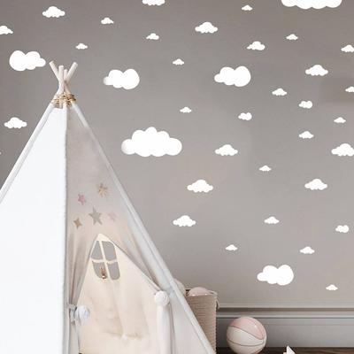Painted and Elaborately Carved White Cloud-shaped Wall Stickers for Children's Bedrooms and Kindergarten Walls