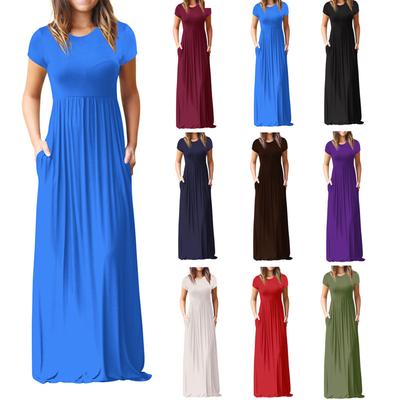 Women's Plus Size Casual Fashion Solid Color Ultra Long Dress