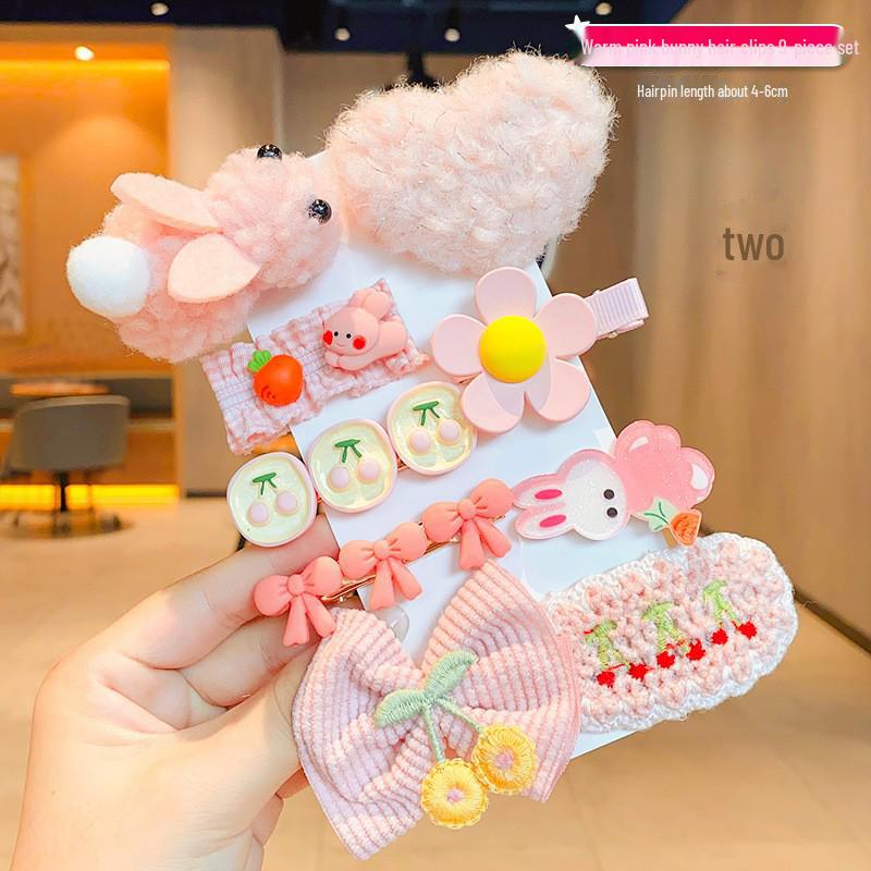 Autumn & Winter Plush Bear Hair Accessories: Cute Milk Coffee Wool Flower Butterfly Hairpin for Children