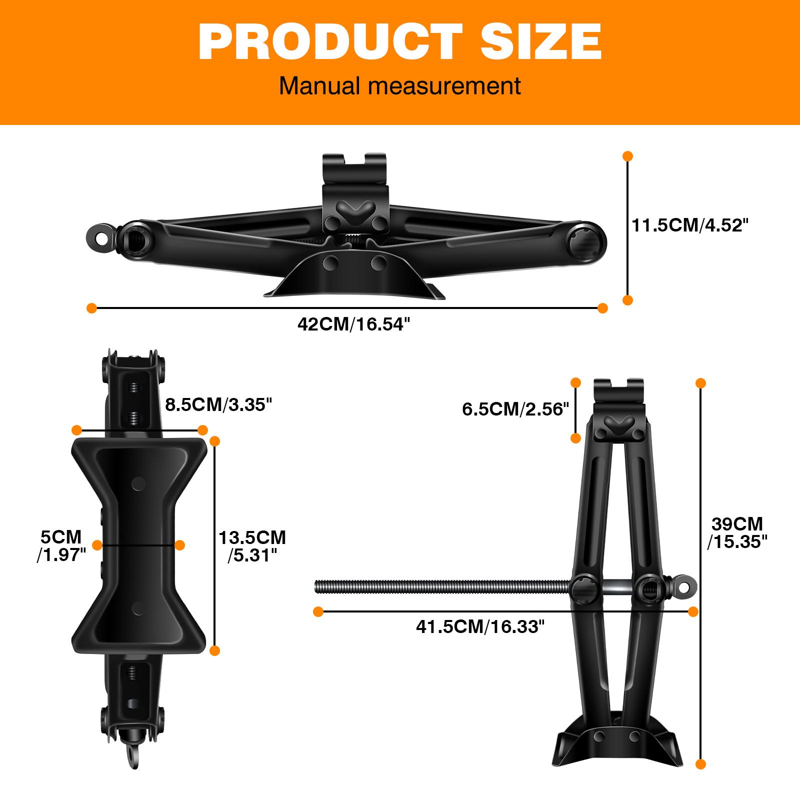 2Ton Mechanical Manual Scissor Jacks With Stabilizer Base & Handle For Car/SUV Tire Replacement And Emergency Roadside Repair чёрный
