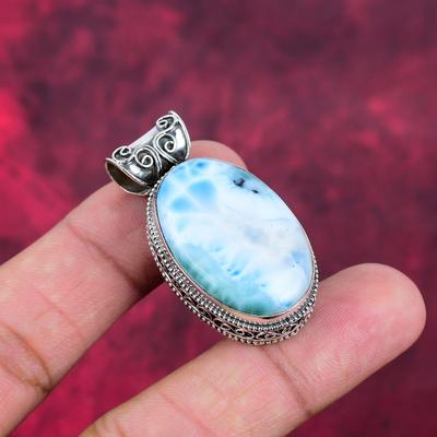 Pendentif en larimar, pendentif en argent sterling 925, bijou en pierres précieuses, pendentif fait main, bijou exceptionnel, cadeau pour elle