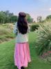 Korean Style Pink Round Neck Long Sleeve Knit Sweater for Women - Autumn/Winter Loose Warm Top