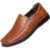 Summer Leather Shoes Mens Brand Shoes Breathable Slip On Casual Shoes Soft Comfortable Dress Shoes Black Yellow Plus Size 45