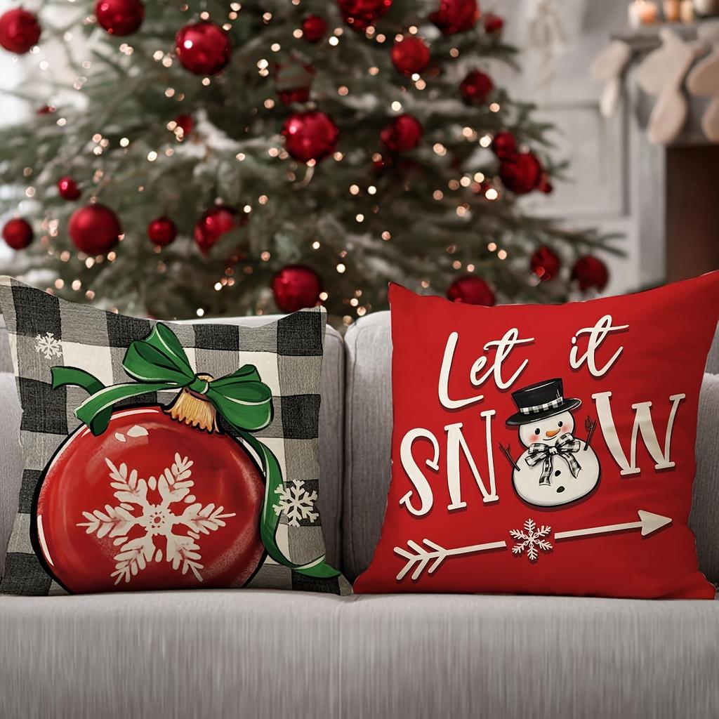 Christmas Pillowcases: Let it Snow, Merry Christmas, and Festive Designs Sofa bed cushion cover, New Year home decoration