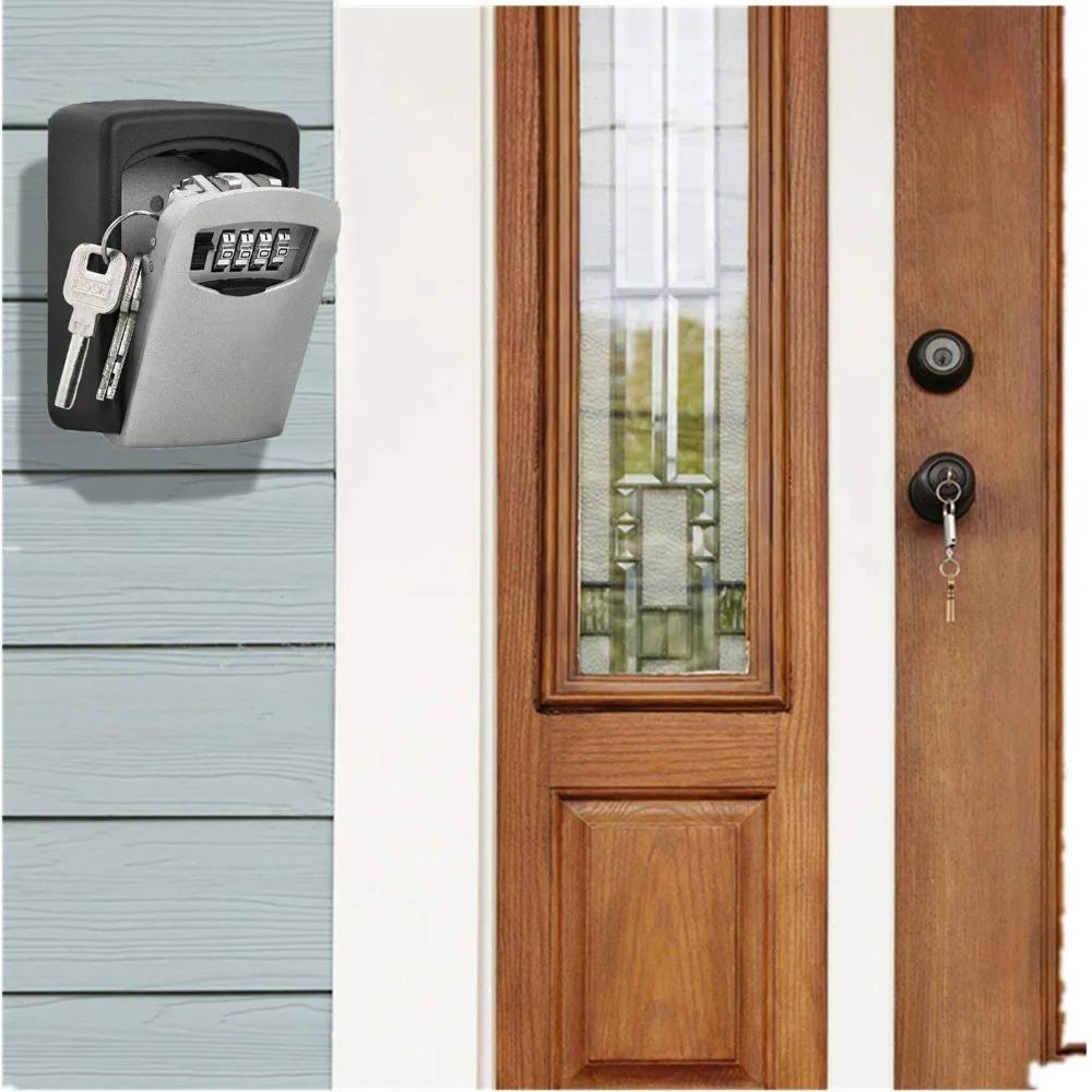 Wall Mounted Key Storage Organizer Boxes with 4 Digit Combination Lock Spare Keys Organizer Boxes Metal Secret Safe Box
