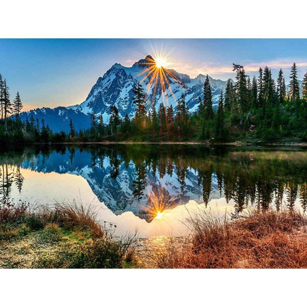 5D Diamond Painting Sunset Landscape Diy Round Water Diamond Embroidery Beach Mosaic Pattern Complete Design Home Decoration