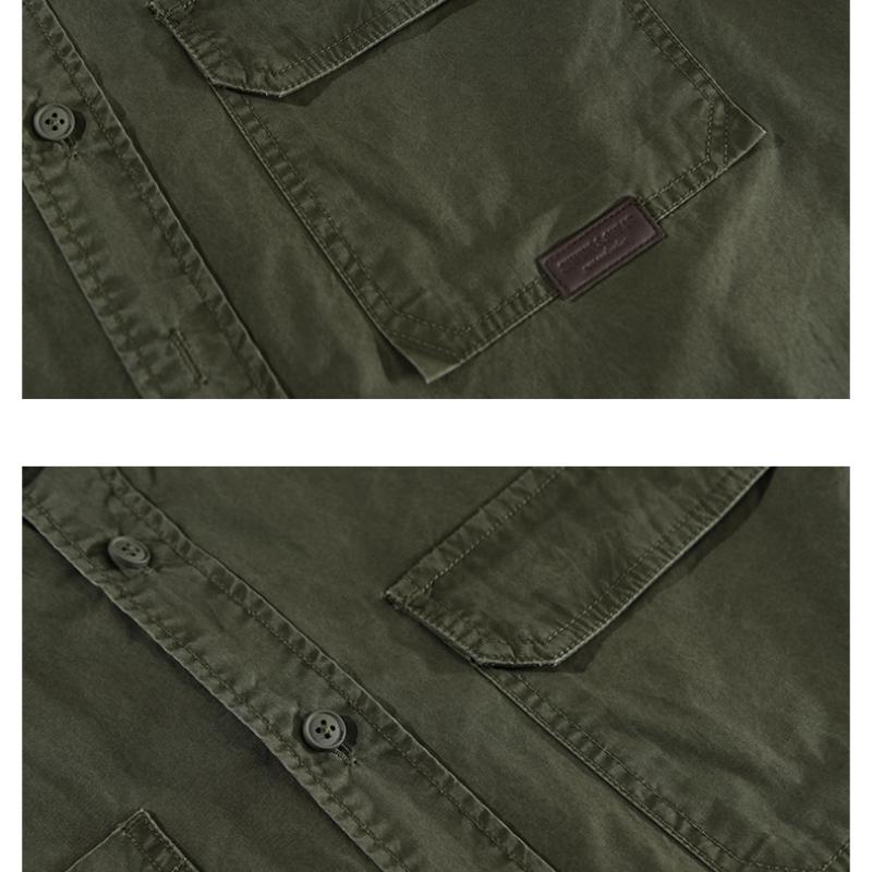 American Cargo Short Sleeve Shirts for Men New Fashion Summer Shirt 100 Cotton Casual Shirt with Double Pockets Youth Loose Top