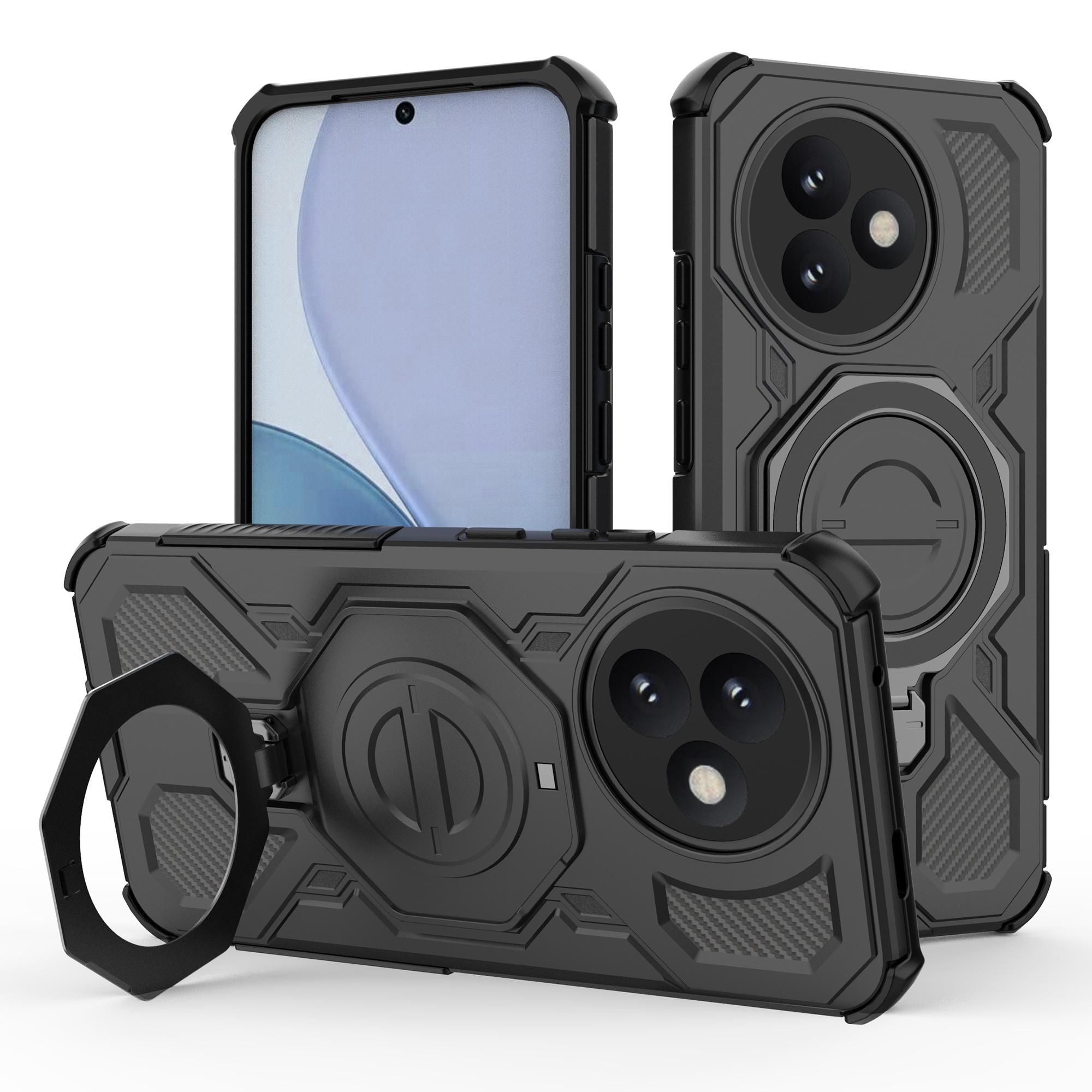 

For Xiaomi Redmi K80 Ultra 5G Magnetic Case Rotating Metal Kickstand Shockproof PC+TPU Phone Back Cover Black