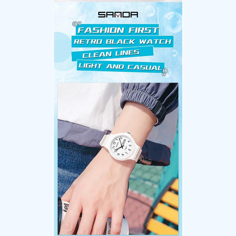 SANDA Electronic Quartz Analogue Double Calendar Waterproof Electronic Watch