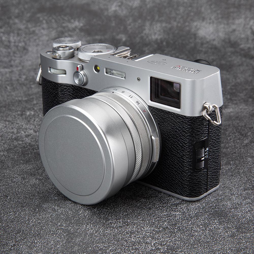 For Fujifilm X100V X100VI Square Camera Lens Hood Metal Screw-in Lens Hood Lens Cap Replaces Photography Accessories
