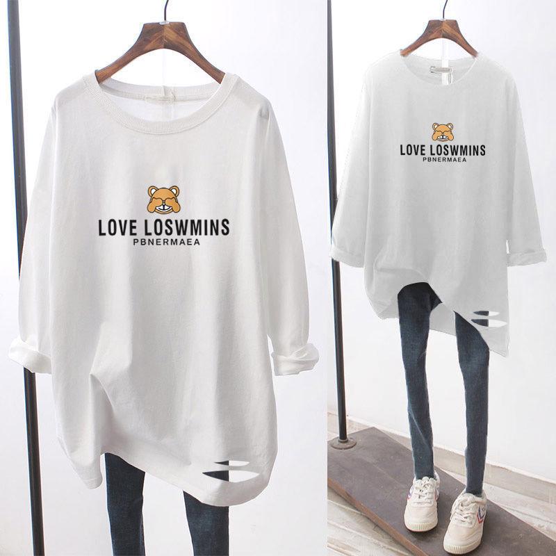 

Women s Plus Size White Cotton Long-Sleeve T-Shirt - Versatile, Spring/Autumn 2025 Collection M (Recommended 70-95 kg)