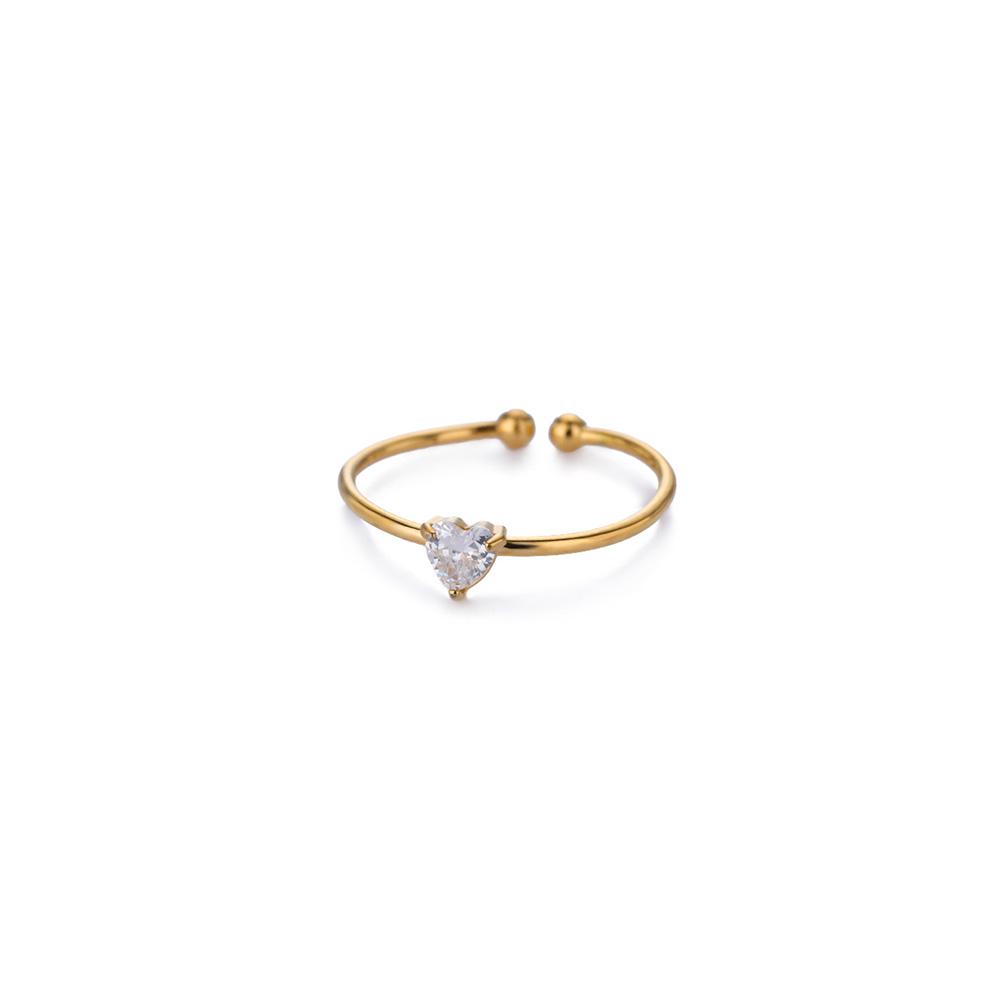 2025 Birth Colorful Cubic Zircon Heart Opening Rings For Women Fashion Dainty Stainless Steel Princess Ring Jewelry Wedding Gift