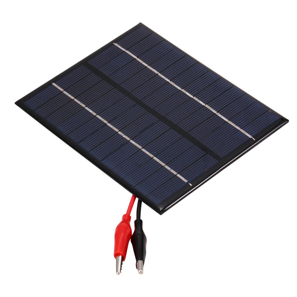 2W 12V Solar Panel with Clips Polycrystalline Silicon Solar Cell DIY Waterproof Camping Portable