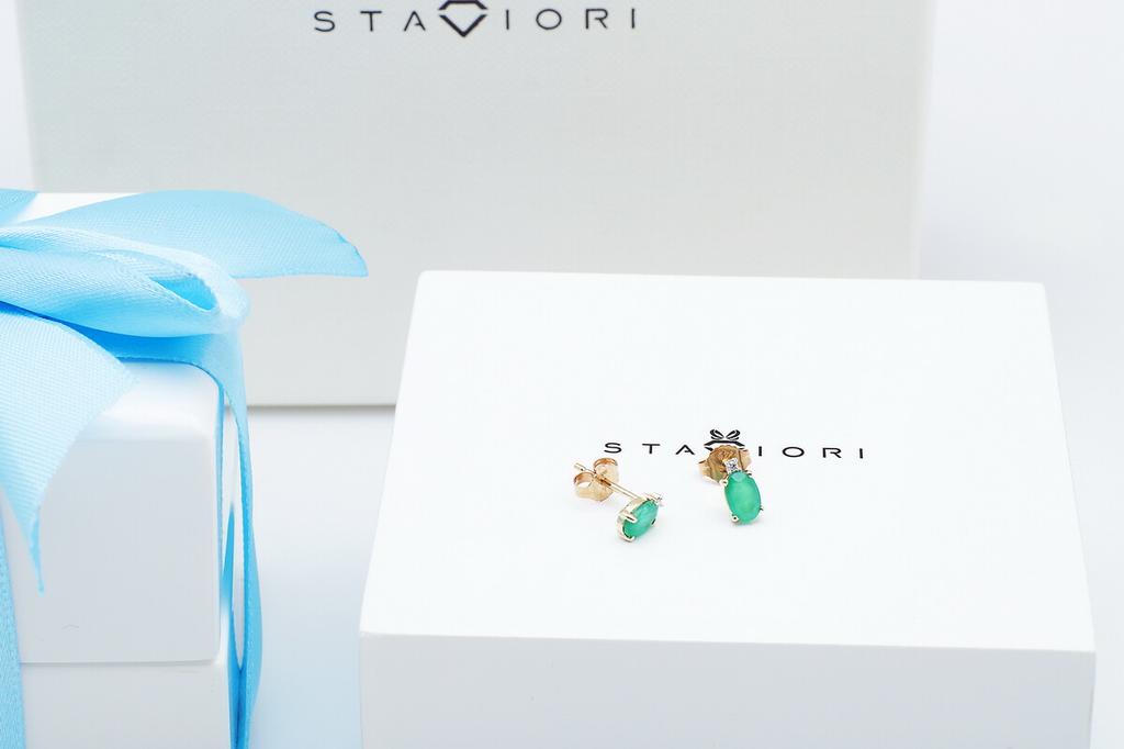 Gold Earrings with Emeralds and Diamonds