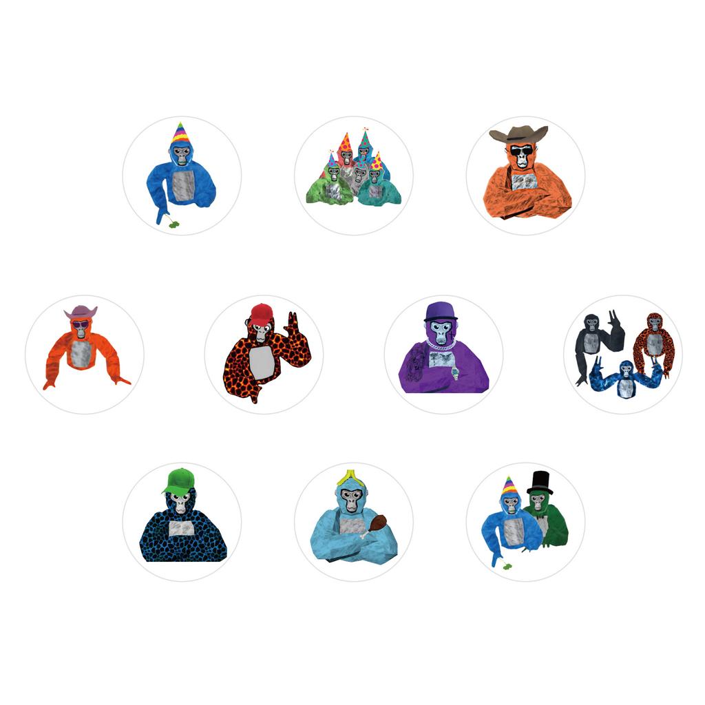 500 Stickers/roll Cartoon Gorilla Tag Cute Animal DIY Skateboard Suitcase Roll Stickers