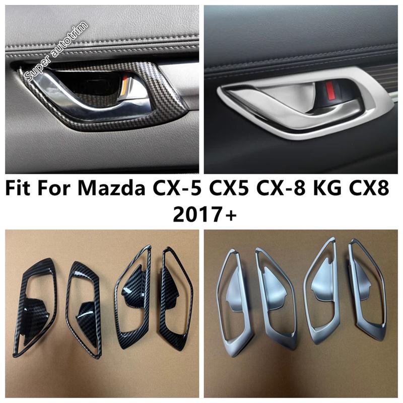 Car Inner Door Handle Bowl Frame Panel Cover Trim Carbon Fiber Interior Accessories For Mazda CX-5 CX5 CX-8 KG CX8 2017 - 2025