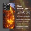 Aesthetic Phoenix Fire Feather Pattern Tempered Glass Phone Case for iPhone 17 16 Pro Max 15 14 Plus 13 12Mini 11 X XS MAX Cover