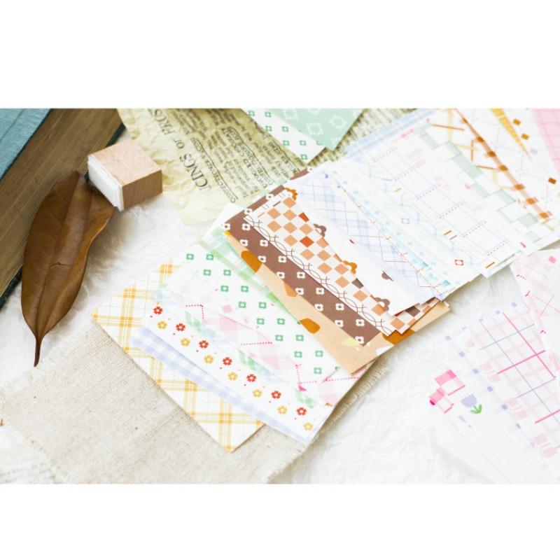 Small Fresh Plaid Pattern Decorative Material Paper For Journal Bookmark Label Decoration