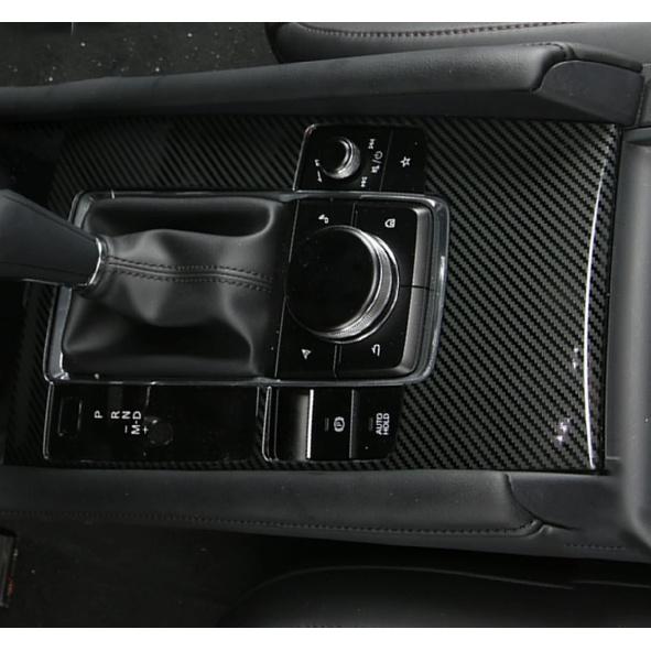 Car Accessories Fit for 2024 2025 Mazda 3 Axela Interior Gear Shift Knob Console Media Panel Cover Trim (Carbon Fiber Style) Stainless Steel 1