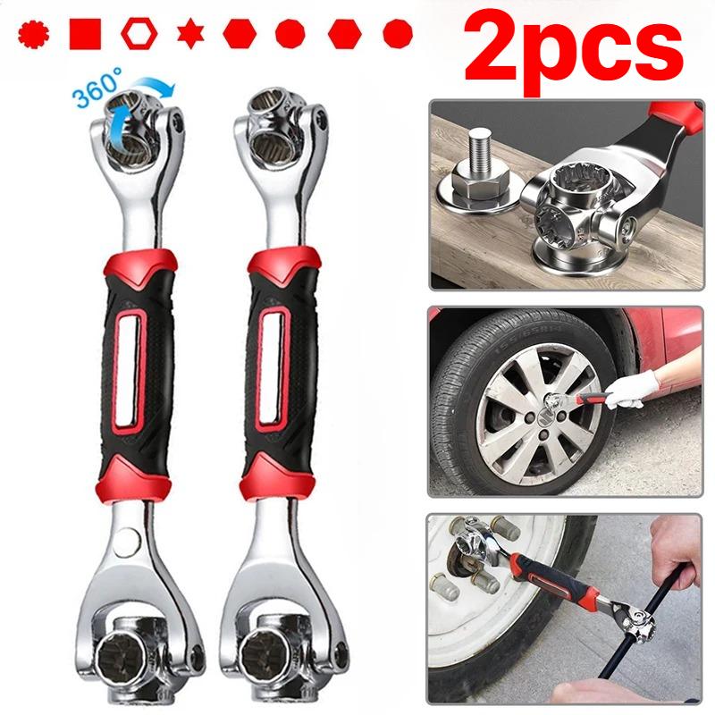 

2шт 8 в 1 динамометрический ключ универсальный шлицевой храповой многофункциональный гаечный ключ 360 градусов болты рукав комбинированные инструменты для ремонта автомобиля гаечный ключ