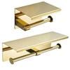 Multi-Functional Toilet Roll Paper Holder with Shelf Wall Mounted Double Roll Tissue Holder Dispenser Bathroom Gold
