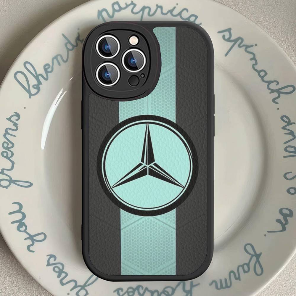 CQH1 Car M-Mercedes-Benz Phone Case For IPhone 16 15 14 13 12 11 Pro Max Plus Shockproof Leather Cover