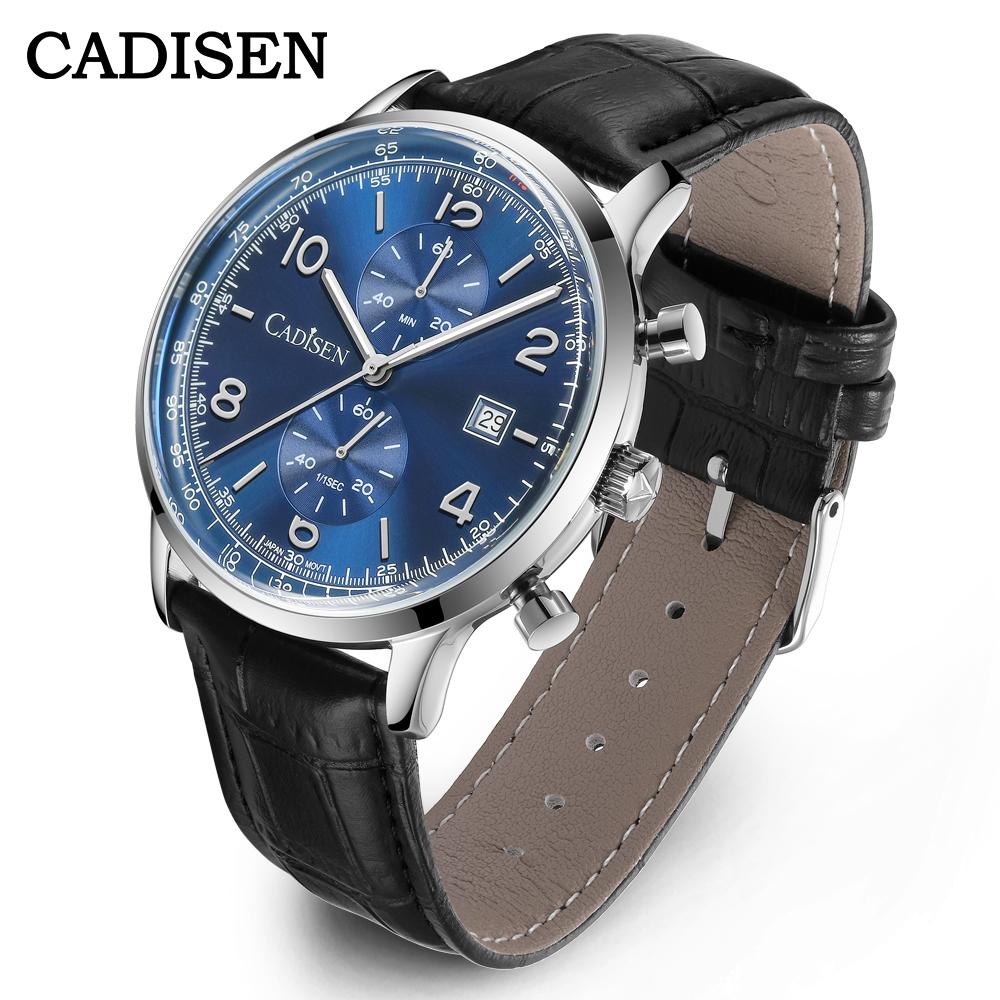 Men's Quartz Watch Multifunctional Three-Eye Six-Needle Casual Business Genuine Leather Men's Watch