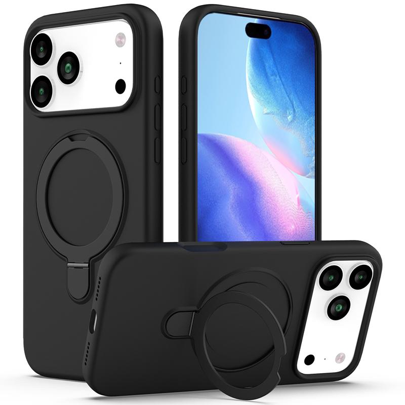 For iPhone 17 Pro Max 17 Air Case Magnetic Liuqid Silicone with Microfiber Lining inside Ring Stand Cover for iPhone17