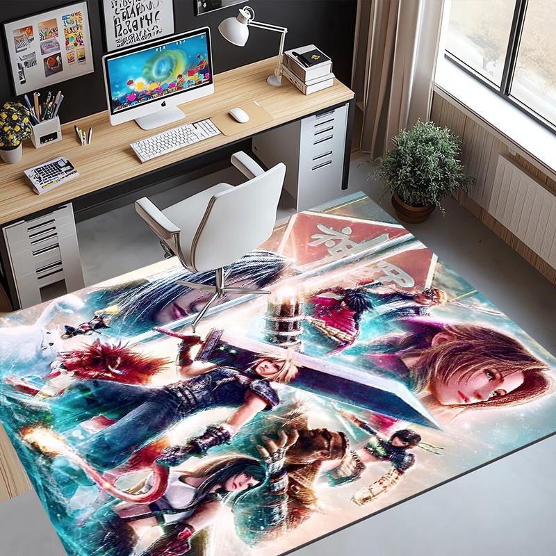 Final Fantasy Pattern Rug, Indoor/Outdoor Mat, for Picnic, Gameroom, Bedroom, Office, Living Room, Home Decor Carpet, Birthday Gift