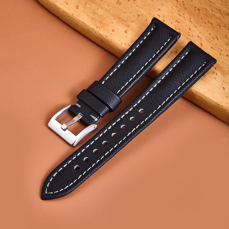 

Baobolin Black Canvas Watch Strap for Huawei & Samsung - Nylon Accessory in 20mm, 22mm, 23mm 20mm