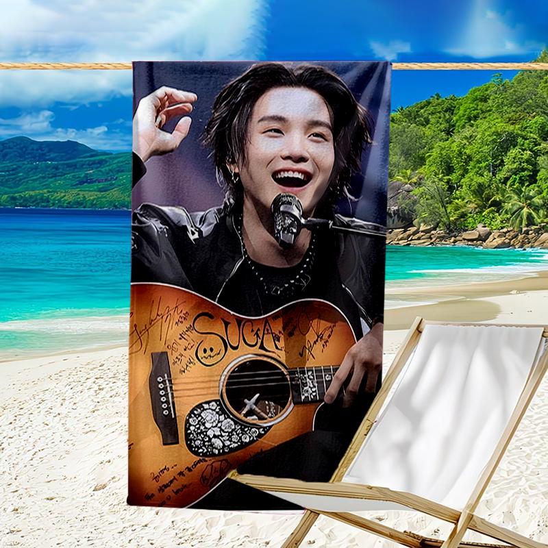 proof beach towel with a Jin singer2 pattern - soft,absorbent,quick-drying,machine washable - perfect for swimming,camping,bathing