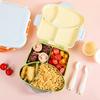 Cute plastic children's lunch box, food container with compartments, portable bento box suitable for children's office students