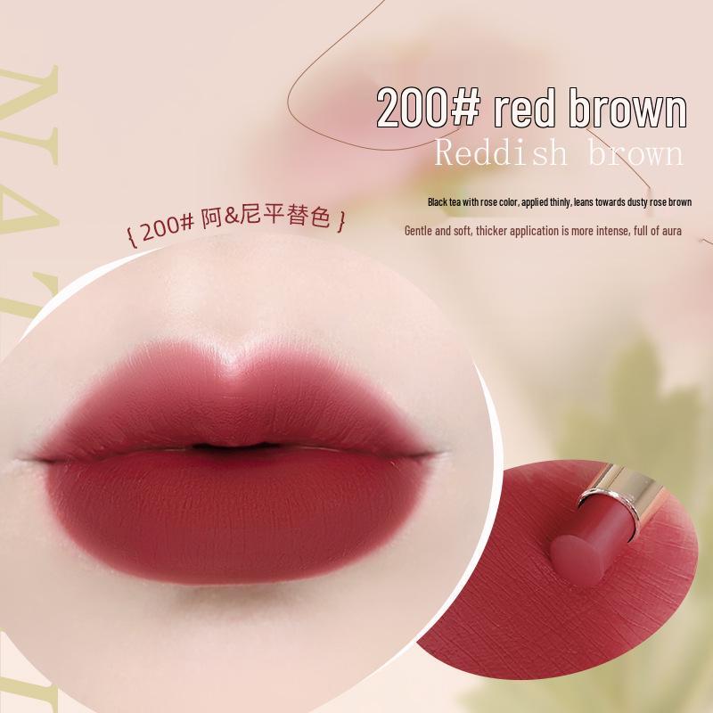 NOVO Soft Mist Color-Locking Lipstick - Velvet Matte True Red for Bare Face Brightening