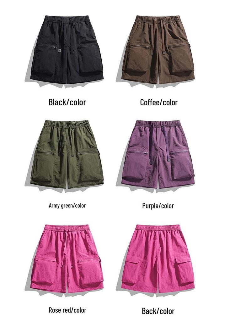 Herren Trendy Sommer Locker Gerade Cargo-Shorts - Nylon Eis Seide, Mittellang, Lässige Passform