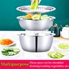 Germany Multifunctional Stainless Steel Basin,Stainless Steel Bowl With Grater Lid,5 In 1 Vegetable Cutter With Drain Basket, Grater Strainer And