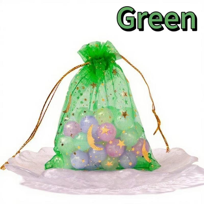 50-200pcs Moon Star Organza Gift Bag Multicolor Gifts Pouches For All Saints' Day Christmas Wedding Party Candy Jewelry Packing