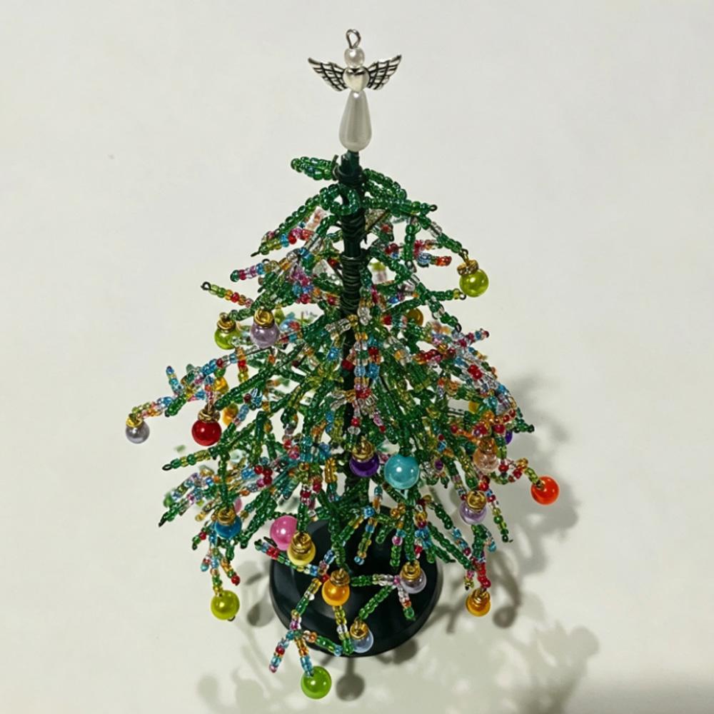Mini Desktop Christmas Tree DIY Beaded Christmas Tree Kit Bead Holiday Craft DIY Set Christmas Halloween Ornaments Xmas Decor