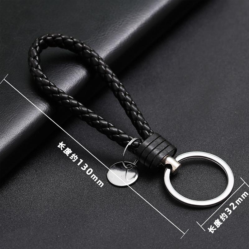 2Pcs/Set Pu Leather Braided Woven Rope Keychain Diy Bag Pendant Key Chain Holder Key Car Trinket Keyring Men Women Gift Jewelry
