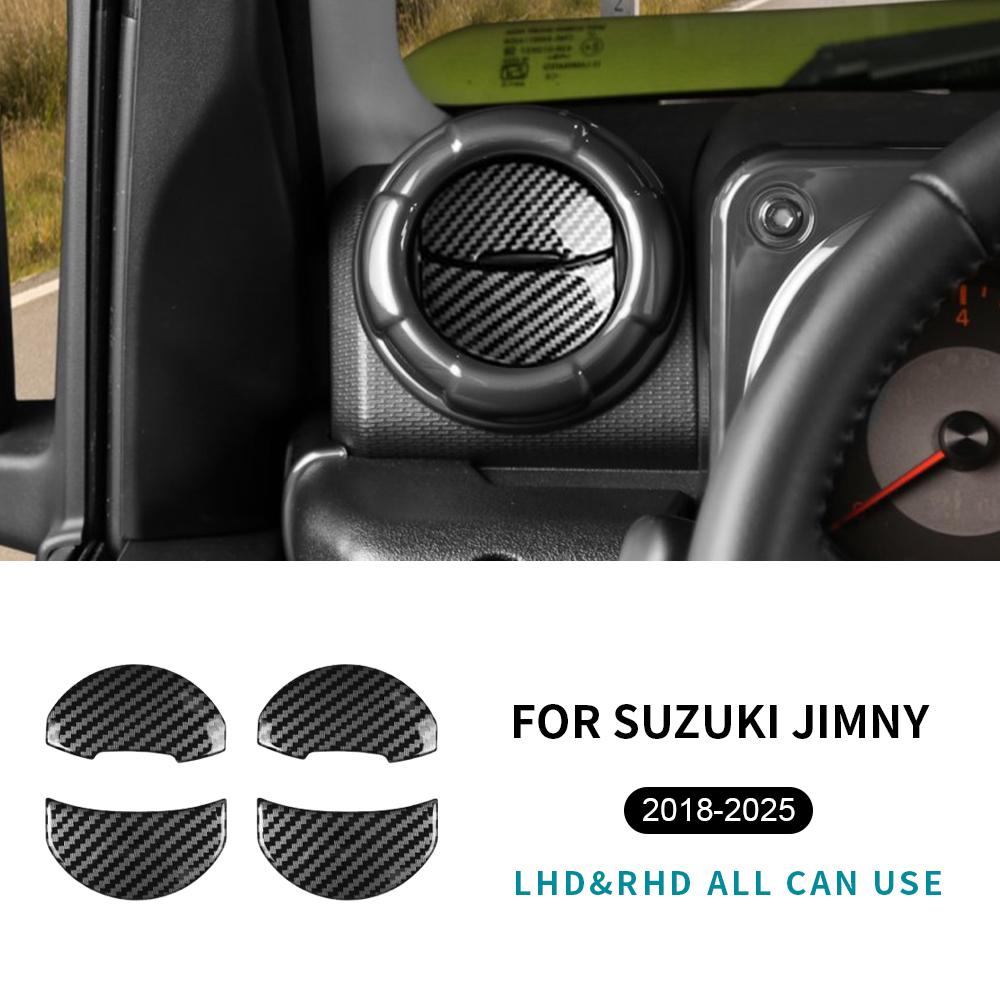 Suzuki Jimny 2018 2024 2025 için ABS Karbon Fiber Parlak Siyah LHD RHD Araç Klima Çıkış Havalandırma Kanatçığı Sticker