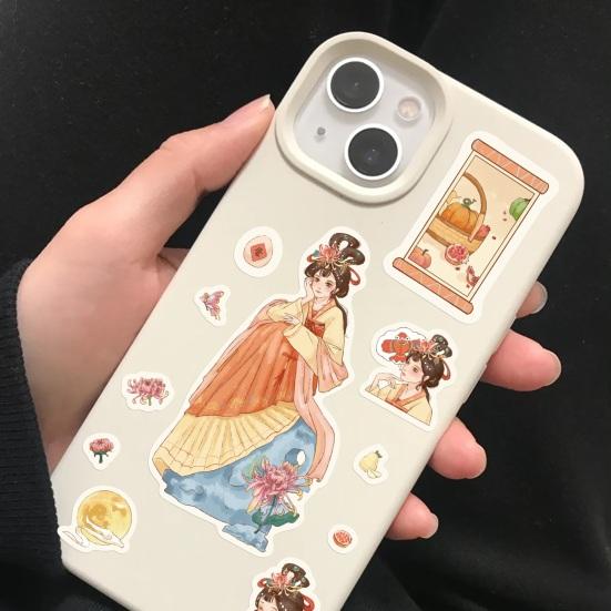 8 listů Nálepka Hanfu Girls Tradiční čínské oblečení Samolepící Vodotěsný PVC kryt na telefon DIY Kryt na zavazadla Skateboard Sada obtisků na notebook