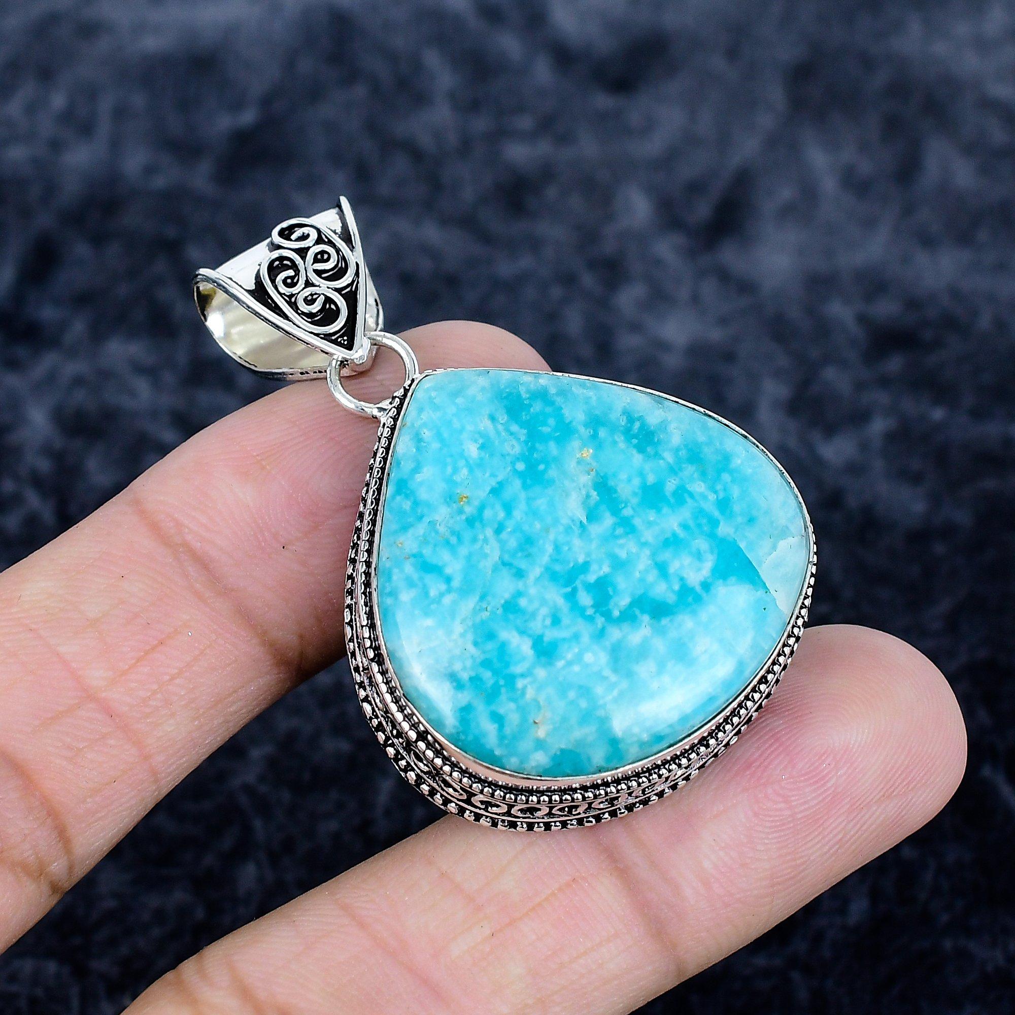 

Amazonite Gemstone Handmade 925 Sterling Silver Jewelry Pendant 1.97 MM-3415