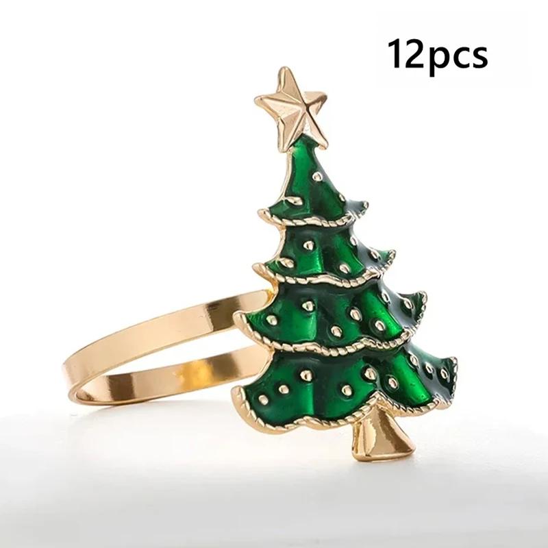 1Pcs Christmas Napkin Rings Xmas Tree Ornaments  Christmas Home Kitchen Dinner Table Decoration New Year Party Supplies