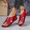 Summer Women's Cross Strap Retro Flat Bottom Wide Strap Beach Soft Bottom Sandals