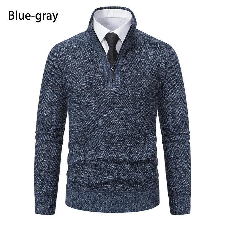Autumn Men Thick Warm Knitted Pullover Solid Long Sleeve Turtleneck Sweaters Half Zip Warm Fleece Winter Coat Comfy Clothing